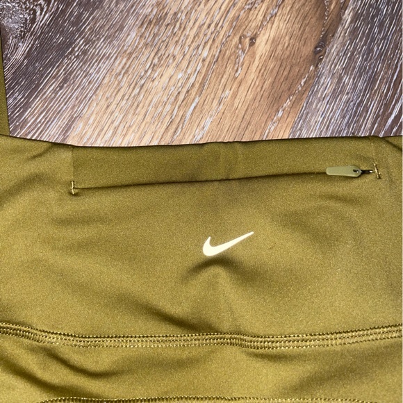 Nike Running Leggings Olive Green Small Holes Along Calves - Picture 9 of 9